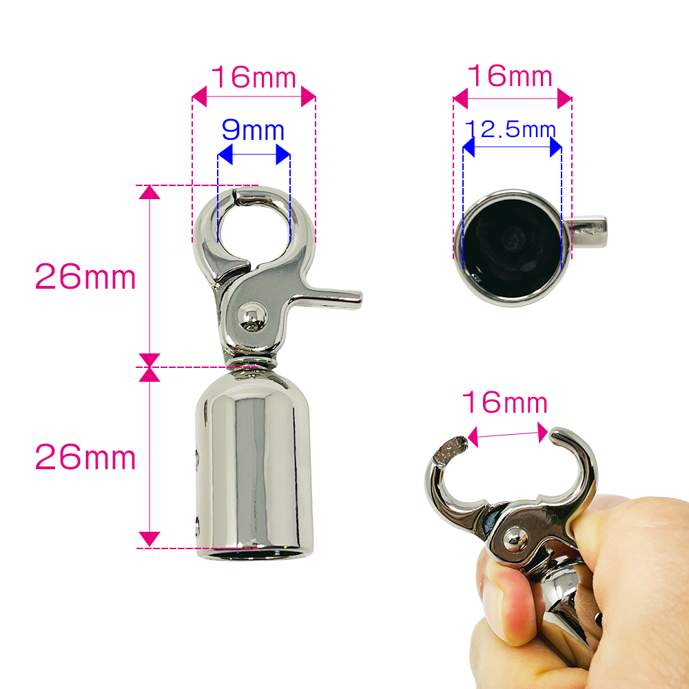 ナスカン付き エンドキャップ (対応ロープ太さ：12.5mmまで)